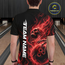 Load image into Gallery viewer, Custom Red Flame Skull Bowling Men Polo Shirts, Gothic Halloween Team Bowling Outfit IPHW11387