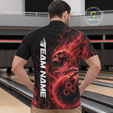 Load image into Gallery viewer, Custom Red Flame Skull Bowling Men Quarter-Zip Shirts, Gothic Halloween Team Bowling Outfit IPHW11387