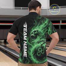 Load image into Gallery viewer, Custom Green Flame Skull Bowling Men Quarter-Zip Shirts, Gothic Halloween Team Bowling Outfit IPHW11389