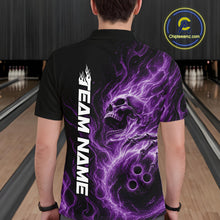 Load image into Gallery viewer, Custom Purple Flame Skull Bowling Men Polo Shirts, Gothic Halloween Team Bowling Outfit IPHW11390