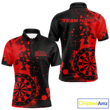 Load image into Gallery viewer, Custom Black And Red Splatter Dartboard Dart Polo Shirt For Men, Grunge Dart Team Jerseys IPHW9956