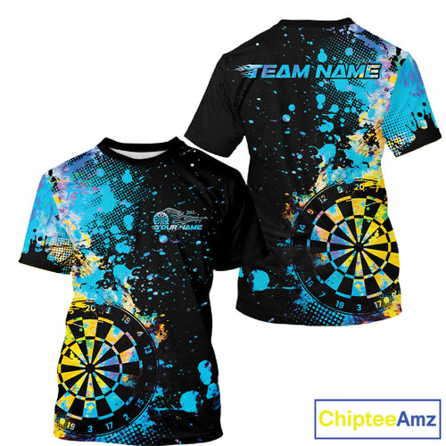 Custom Colorful Splatter Dartboard Dart T-Shirts  For Men, Grunge Dart Team Jerseys IPHW9959