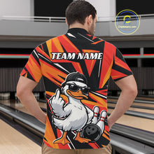 Load image into Gallery viewer, Custom Funny White Duck Bowling Team Men Quarter-Zip Shirt, Orange Duck Bowling Jerseys IPHW11118