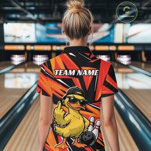 Load image into Gallery viewer, Custom Funny Yellow Duck Bowling Team Women Quarter-Zip Shirt, Orange Bowling Jersey IPHW11119