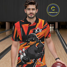Load image into Gallery viewer, Custom Funny Black Duck Bowling Team Men Polo Shirt, Orange Duck Bowling Jerseys IPHW11120
