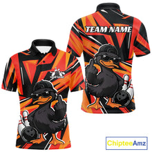 Load image into Gallery viewer, Custom Funny Black Duck Bowling Team Men Polo Shirt, Orange Duck Bowling Jerseys IPHW11120