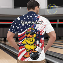 Load image into Gallery viewer, Custom Patriotic Funny Yellow Duck Bowling Men Quarter-Zip Shirt, US Flag Bowling Jerseys IPHW11122