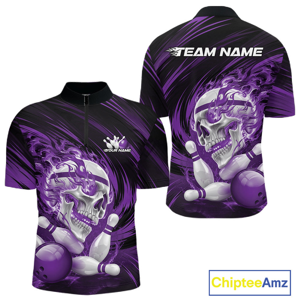 Purple and black sports jersey with skull design and 'Team Name' text on a white background.