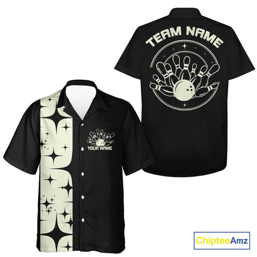 Custom Vintage Bowling Men And Women Hawaiian Shirts, Retro Style Bowling Team Shirt IPHW10078