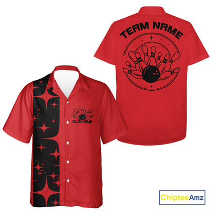 Custom Vintage Bowling Men And Women Hawaiian Shirts, Retro Style Bowling Team Shirt IPHW10078