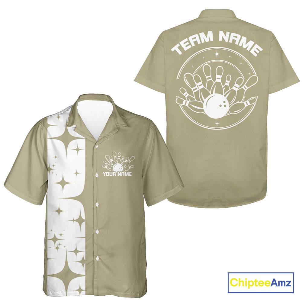 Custom Vintage Bowling Men And Women Hawaiian Shirts, Retro Style Bowling Team Shirt IPHW10078
