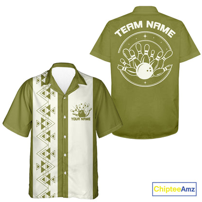 Custom Vintage Retro Style Tribal Bowling Team Hawaiian Shirts, Bowlers Outfit IPHW10082