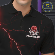 Load image into Gallery viewer, Custom Red Thunder Lightning Flame Bowling Ball Men Bowling Team Shirt Bowler Outfit IPHW10672