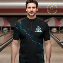 Load image into Gallery viewer, Custom Blue Thunder Lightning Flame Bowling Ball Men Bowling Team Shirt Bowler Outfit IPHW10674
