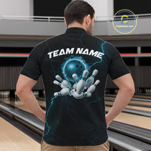 Load image into Gallery viewer, Custom Blue Thunder Lightning Flame Bowling Ball Men Bowling Team Shirt Bowler Outfit IPHW10674