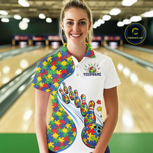 Load image into Gallery viewer, Custom Colorful Puzzles Autism Awareness Bowling Women Polo Shirt, Autism Acceptance Shirt IPHW11199
