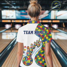 Load image into Gallery viewer, Custom Colorful Puzzles Autism Awareness Bowling Women Polo Shirt, Autism Acceptance Shirt IPHW11199