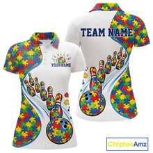 Load image into Gallery viewer, Custom Colorful Puzzles Autism Awareness Bowling Women Polo Shirt, Autism Acceptance Shirt IPHW11199