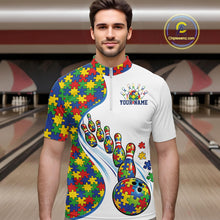 Load image into Gallery viewer, Custom Colorful Puzzles Autism Awareness Bowling Men Quarter-Zip Shirt, Autism Acceptance Shirt IPHW11199