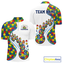Load image into Gallery viewer, Custom Colorful Puzzles Autism Awareness Bowling Men Quarter-Zip Shirt, Autism Acceptance Shirt IPHW11199
