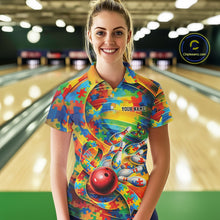 Load image into Gallery viewer, Custom Colorful Autism Awareness Bowling Team Women Polo Shirt, Puzzles Bowling Shirt IPHW11213