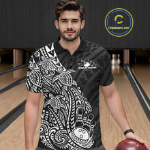 Load image into Gallery viewer, Custom Black And White Polynesian Tribal Turtle Bowling Men Polo Team Shirts Outfit IPHW10977