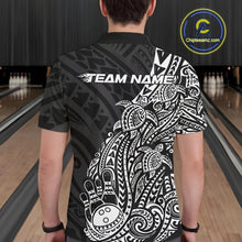 Load image into Gallery viewer, Custom Black And White Polynesian Tribal Turtle Bowling Men Polo Team Shirts Outfit IPHW10977