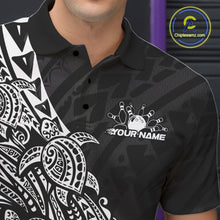 Load image into Gallery viewer, Custom Black And White Polynesian Tribal Turtle Bowling Men Polo Team Shirts Outfit IPHW10977