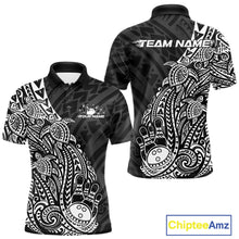 Load image into Gallery viewer, Custom Black And White Polynesian Tribal Turtle Bowling Men Polo Team Shirts Outfit IPHW10977