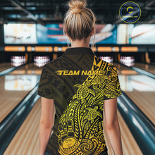 Load image into Gallery viewer, Custom Black And Gold Polynesian Tribal Turtle Bowling Women Polo Team Shirts Outfit IPHW10978
