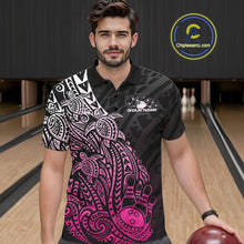 Load image into Gallery viewer, Custom Black And Pink Polynesian Tribal Turtle Bowling Men Polo Team Shirts Outfit IPHW10980