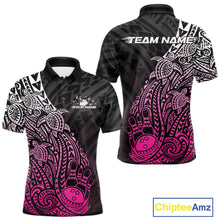 Load image into Gallery viewer, Custom Black And Pink Polynesian Tribal Turtle Bowling Men Polo Team Shirts Outfit IPHW10980