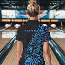 Load image into Gallery viewer, Custom Blue And Purple Polynesian Tribal Turtle Bowling Women Polo Team Shirts Outfit IPHW10982