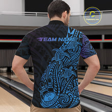 Load image into Gallery viewer, Custom Blue And Purple Polynesian Tribal Turtle Bowling Men Quarter-Zip Team Shirt Outfit IPHW10982