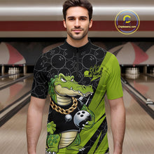 Load image into Gallery viewer, Custom Funny Alligator Bowling Men Quarter-Zip Shirt, Alligator Bowling Team Jerseys IPHW9919