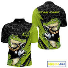 Load image into Gallery viewer, Custom Funny Alligator Bowling Men Quarter-Zip Shirt, Alligator Bowling Team Jerseys IPHW9919