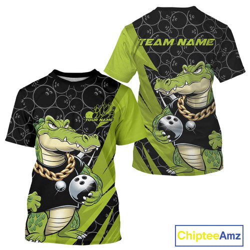 Custom Funny Alligator Bowling Men T-Shirts, Alligator Bowling Team Jerseys IPHW9919