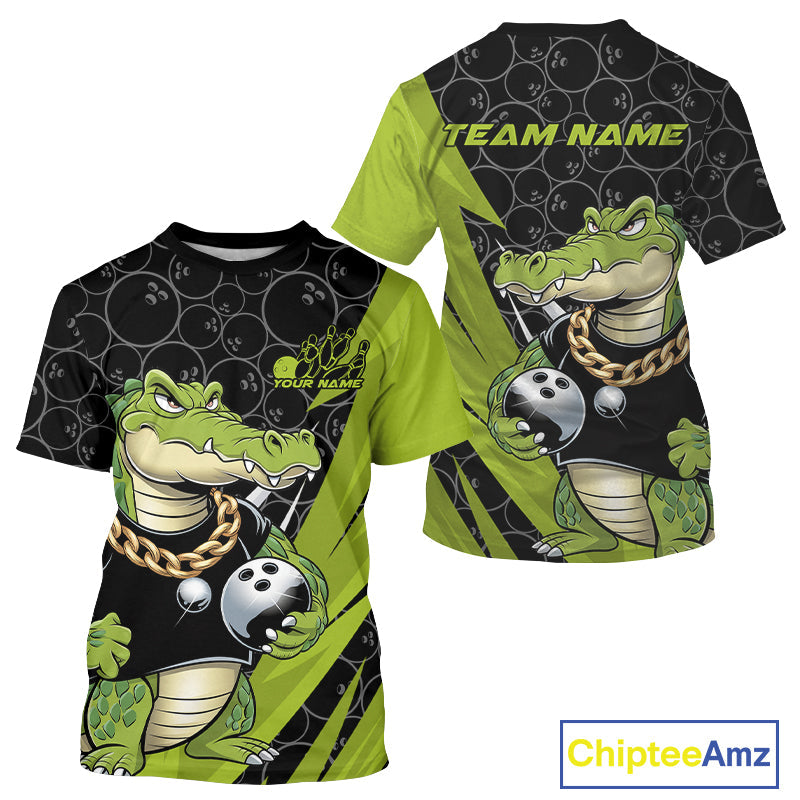 Custom Funny Alligator Bowling Men T-Shirts, Alligator Bowling Team Jerseys IPHW9919