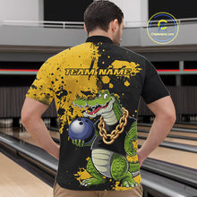 Load image into Gallery viewer, Custom Yellow Splatter Funny Alligator Bowling Men Quarter-Zip Shirts, Bowling Team Shirts IPHW9920