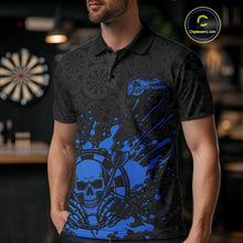Load image into Gallery viewer, Custom Black And Pink Splatter Dart Skull Men Polo Shirt, Dart Bone Halloween Team Jerseys IPHW9950
