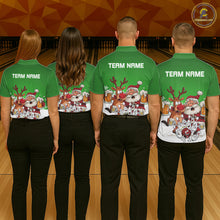 Load image into Gallery viewer, Custom Green Funny Christmas Men Bowling Shirts, Bowling And Beer Xmas Party Shirt IPHW10207