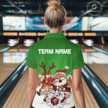 Load image into Gallery viewer, Custom Green Funny Christmas Women Bowling Shirts, Bowling And Beer Xmas Party Shirt IPHW10207