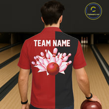 Load image into Gallery viewer, Red and Black retro vintage Bowling Hawaiian Shirt custom Bowling team jerseys NQS11565