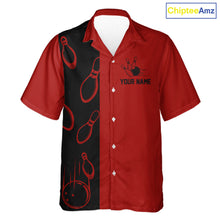 Load image into Gallery viewer, Red and Black retro vintage Bowling Hawaiian Shirt custom Bowling team jerseys NQS11565