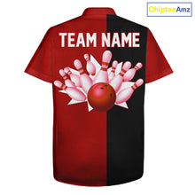 Load image into Gallery viewer, Red and Black retro vintage Bowling Hawaiian Shirt custom Bowling team jerseys NQS11565