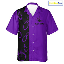 Load image into Gallery viewer, Purple and Black retro vintage Bowling Hawaiian Shirt custom Bowling team jerseys NQS11566