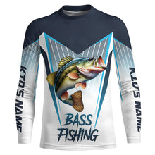 Load image into Gallery viewer, Personalized Largemouth Bass fishing Tournament Long Sleeve Fishing Shirts, Bass Fishing Jersey | Blue NQS9224