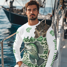 Load image into Gallery viewer, Personalized Crappie Fishing jerseys green scales camo Long Sleeve Fishing sun protection shirts NQS3724