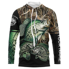 Load image into Gallery viewer, Crappie fishing green scales camo personalized custom name sun protection long sleeve fishing shirts NQS3728