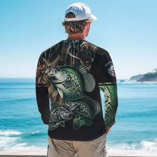 Load image into Gallery viewer, Crappie fishing green scales camo personalized custom name sun protection long sleeve fishing shirts NQS3728